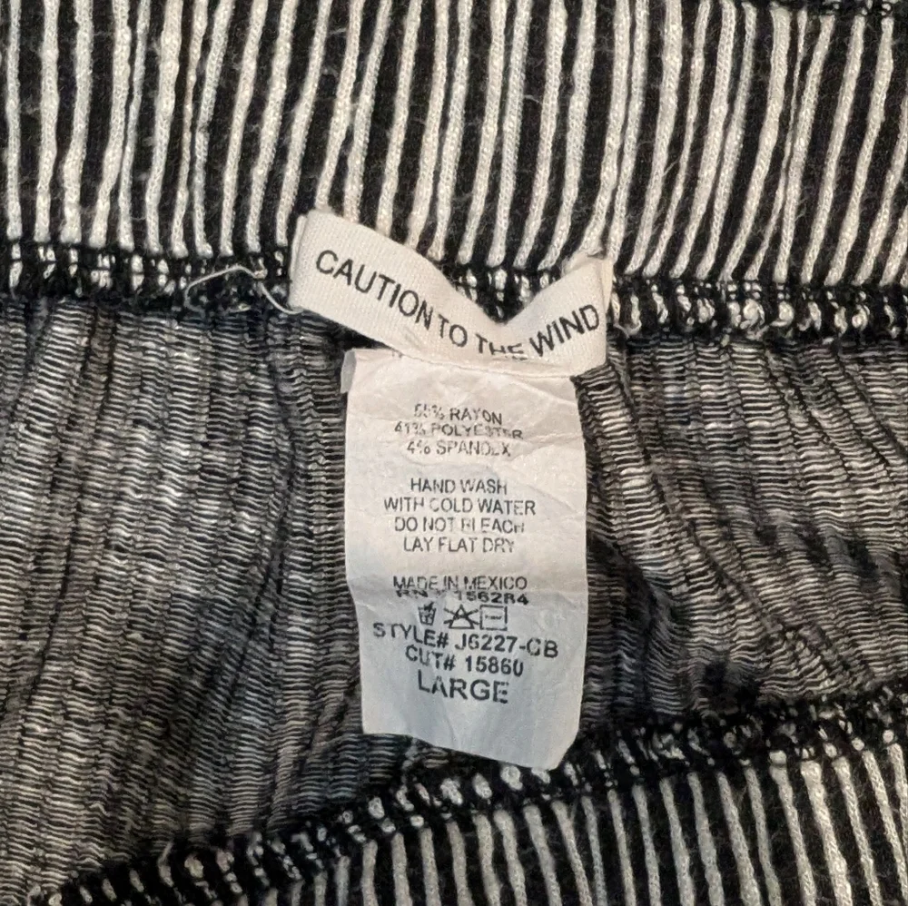 Caution to the Wind Pants Soft and Stretchy Vertical Stripes Black and White - Picture 4 of 6